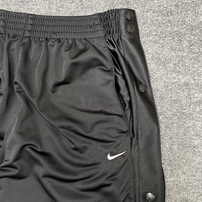 Vintage Nike Sports Track Pants Mens XL Black Snap Button