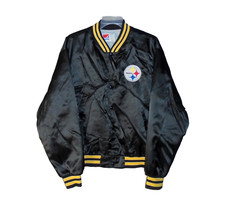 Vintage Pittsburgh Steelers Swingster Black Button Up Satin Jacket Adult Size