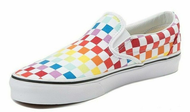 womens rainbow checkered vans