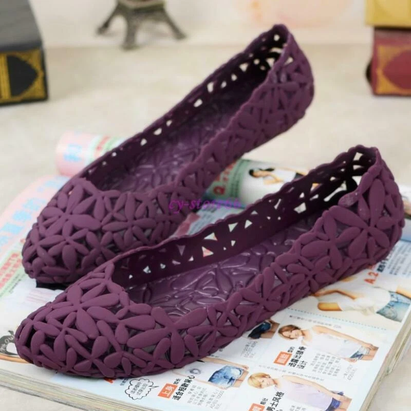 Mujeres Damas Jalea Hueca Sin Cordones Sandalias Planas Verano Punta Zapatos Talla Foto 2 de 4