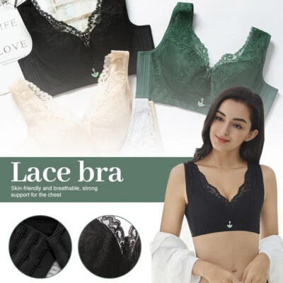 Women Sexy Plus Size Stretch Full Cup Seamless Lace Push Up Bra Bralette C D E - Image 1 of 4