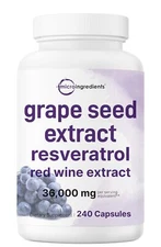 Grape Seed Extract 36000mg Resveratrol Antioxidant Heart Brain Support 240 Caps