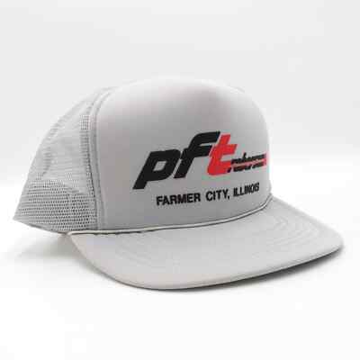 PFT Roberson Trucking Snapback Trucker Hat Mesh Cap Vintage 90s Farmer City Gray