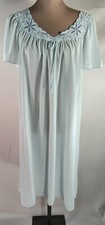 Vintage Miss Elaine Satin Nylon Lt. BLUE Nightgown Lingerie SMALL Union Made USA