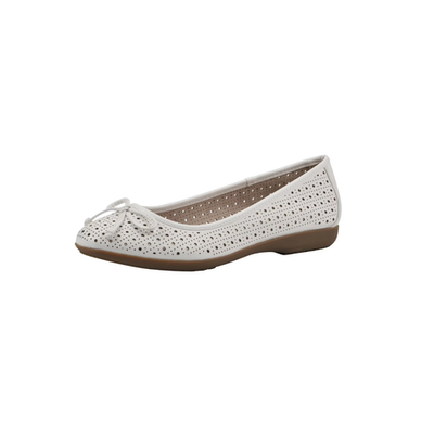 #ad Ballet Flat Shoe Womens Size 7 or 8 White Perforated BRAND NEW $18.50
