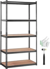 5-Tier Adjustable Storage Shelving Unit, Garage Shelves Organizer Utility Rack