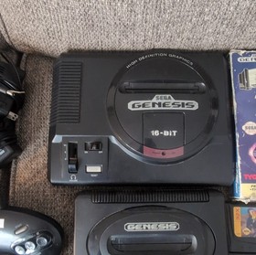 SEGA Genesis Console Lot of 2 w/ Controllers, 32x Games, power cords,tested