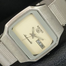 VINTAGE SEIKO 5 AUTOMATIC 6309A JAPAN MENS CREAM COLOR DIAL WATCH a709841-1