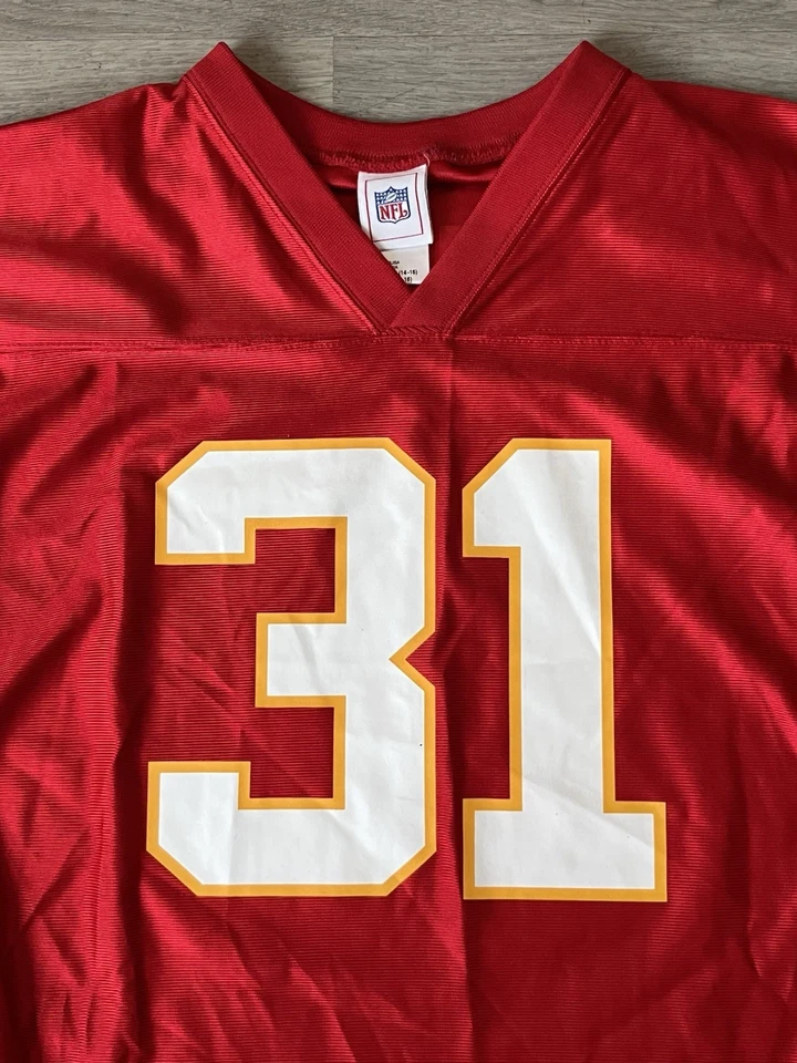 Camiseta de futebol americano NFL tamanho Youth grande - Priest Holmes #31 Kansas City Chiefs - Imagem 2 de 4