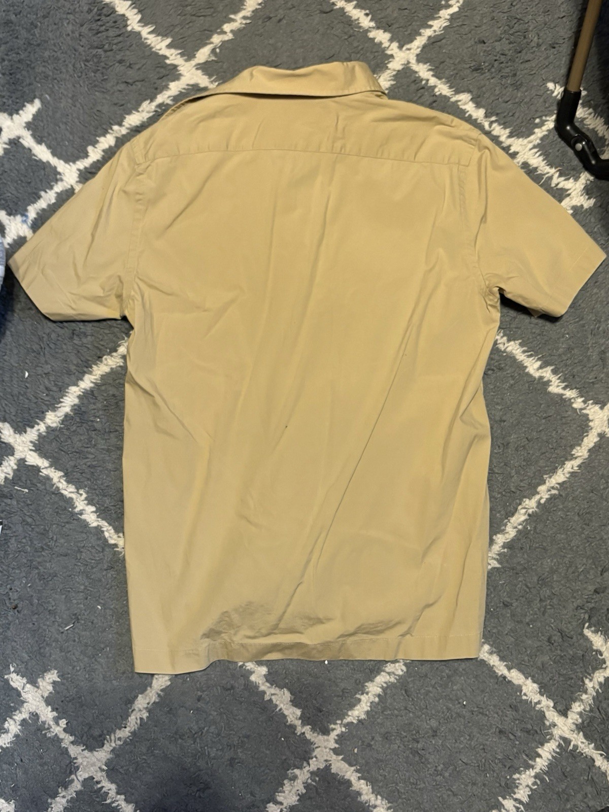 Beige Stretch Express Button Down Short Sleeve Si… - image 2