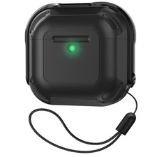 Black For Apple AirPods 4 Pro 1 2 3 , FullBody Case Hard-Shell Cover w/ Lanyard