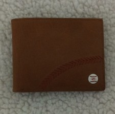 Rawlings Baseball Men's Bifold Wallet Genuine Leather Brown Embossed Logo