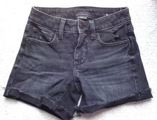 American Eagle 00 The Dream Jean Shorts Midi Black Wash Distressed Denim EUC