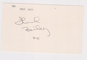 Thurl Bailey vtg signed 3x5 index card Utah Jazz
