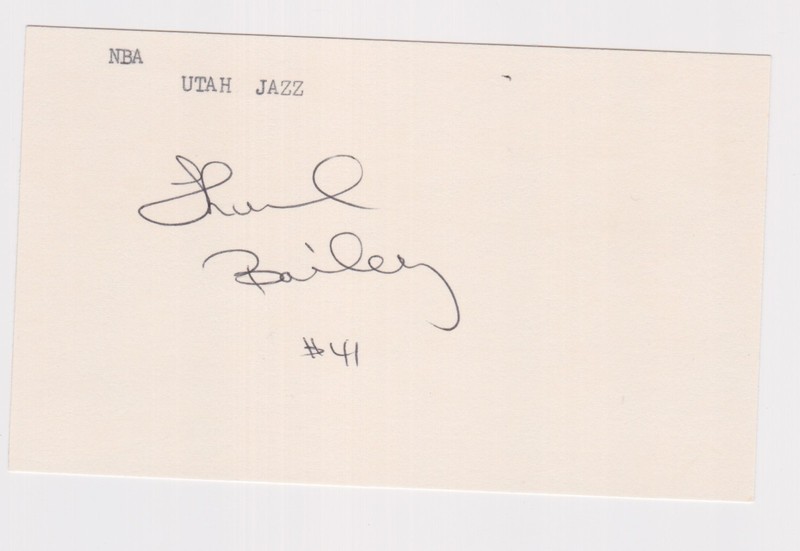 Thurl Bailey vtg signed 3x5 index card Utah Jazz