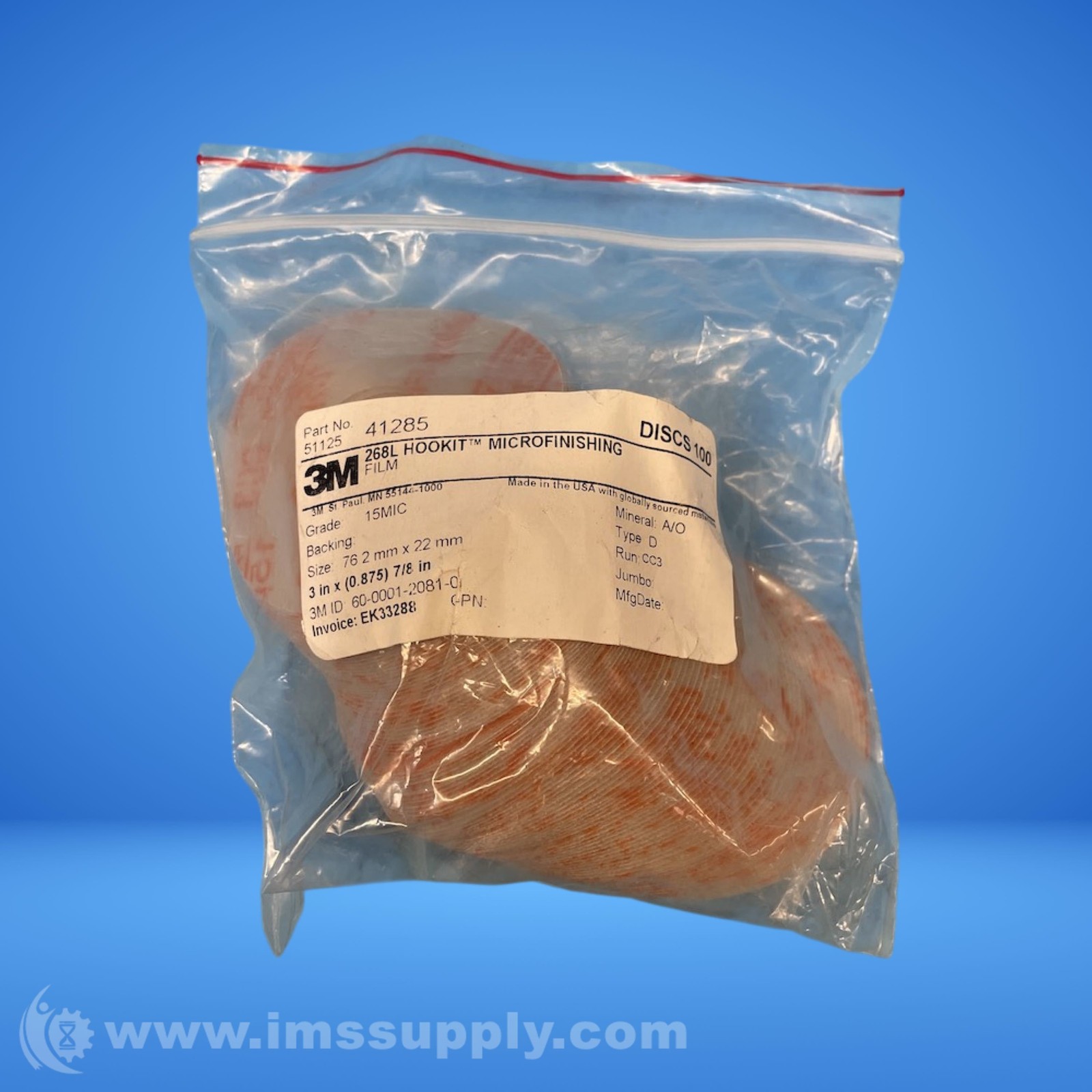 3M 41285 Pack of 100 268L Hookit Microfinishing FIlms Discs FNFP