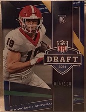 Brock Bowers 2024 Panini Score #17 NFL Draft Blue Showcase /100 Raiders RC