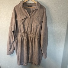 Nasty Gal Dress Tan Corduroy Button Up Women’s Size 18 Cow-Girl Bohemian Western
