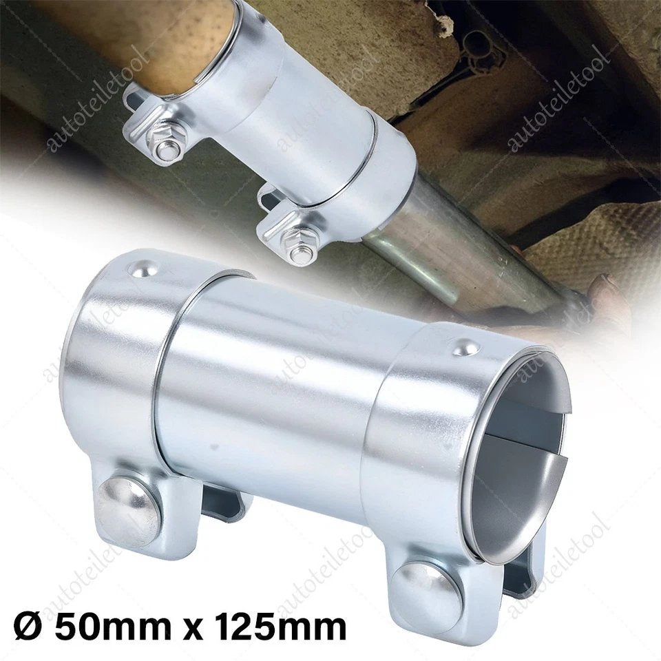 Auspuff Schelle Rohrverbinder Universal Doppelschelle Ø 50mm x 125mm Rohrschelle - Bild 1 von 4