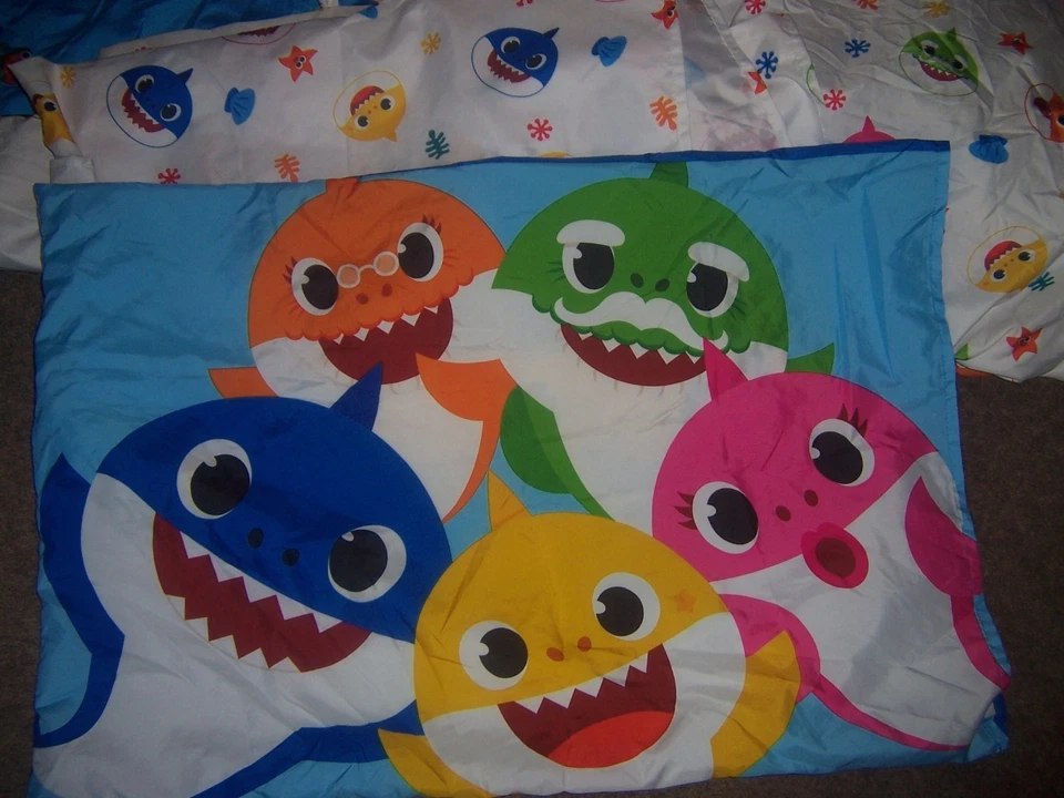 全新 鲨鱼 婴儿 幼儿 床上用品 3 件套 儿童 带双面被子 — 第 2/3 张图片