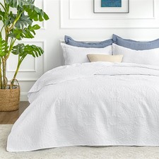 Love's cabin Twin Quilt Set White Bedspreads - Soft Bed Summer Lightweight Bedsp
