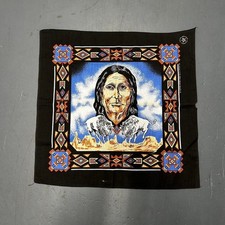 Vintage 80s/90s Native American buffalo Aztec print black biker bandana