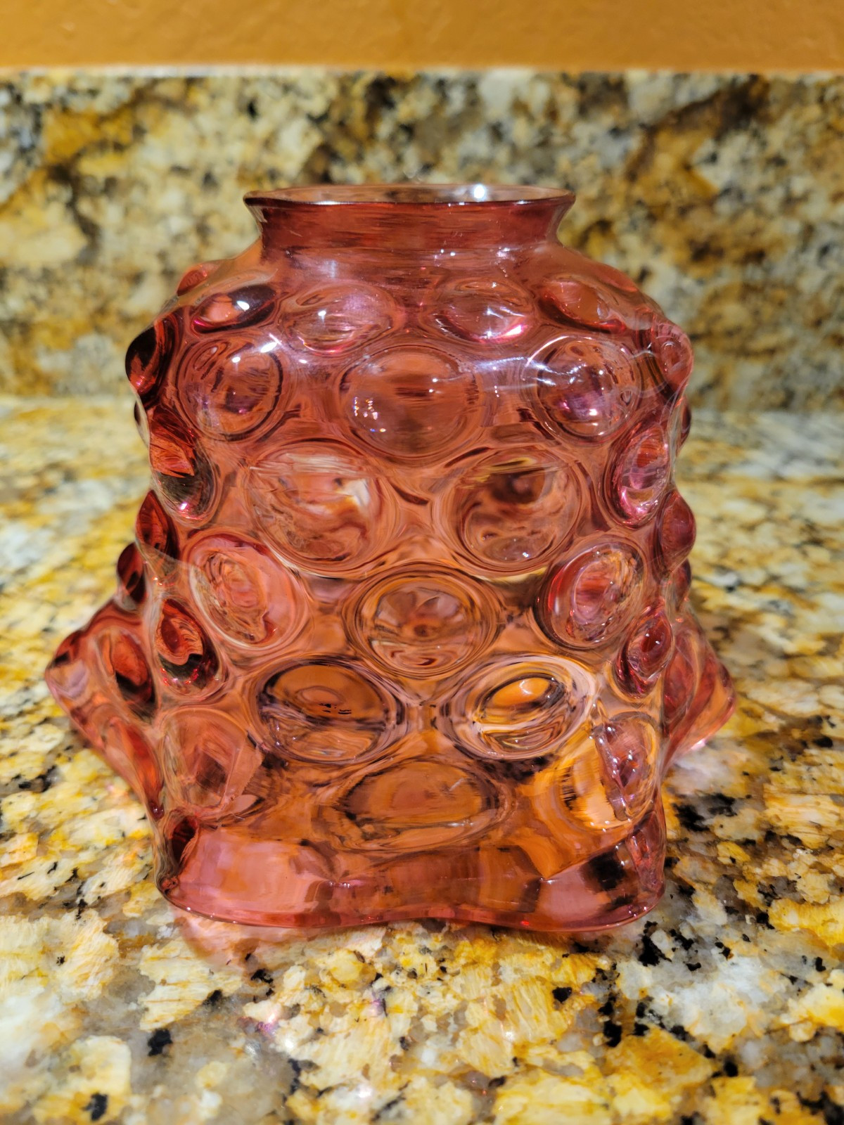 Victorian Cranberry Hobnail Glass Ruffled Gas Lamp Shade #2