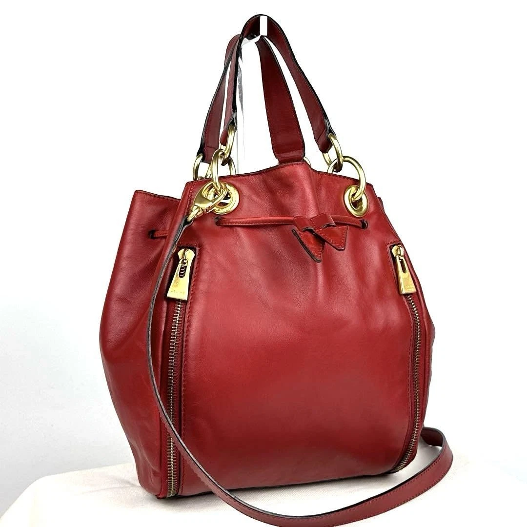 Borsa a tracolla Celine 2 vie cerchio oro ferramenta pelle rossa usata buone condizioni