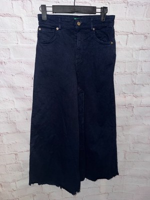 United Colors Of Benetton weite Jeans fransiger Abschluss marine geschätzt XS