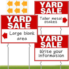 Remiawy Yard Sale Signs, 3 Pack Yard Signs with Metal Stakes, 17x13 Inch Double