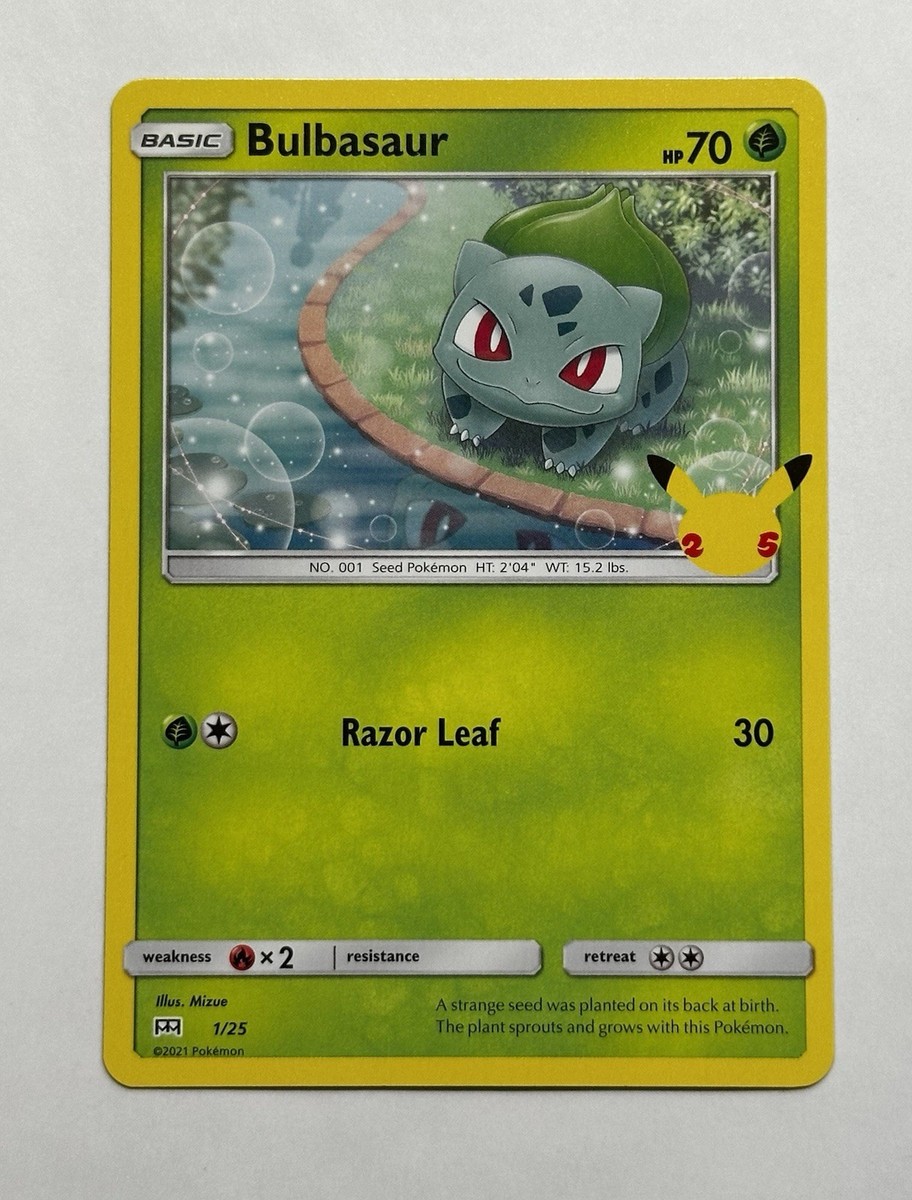 bulbasaur pokemon card mcdonalds PSA10 - 2021 - 1/25 [1G] Razor Leaf (30) Weakness / Resistance / Retreat Cost Bulbasaur 1/25 25th Annv Promo