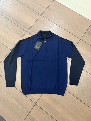 Stefano Ricci Langarmshirt SLIM Farbe dunkel/blau - S/48 - mit Reißverschluss
