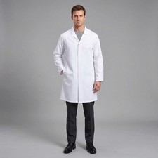 Image of Portwest Food Industry No Pocket Hygiene Lab Coat Contrast Collar Red, Royal 