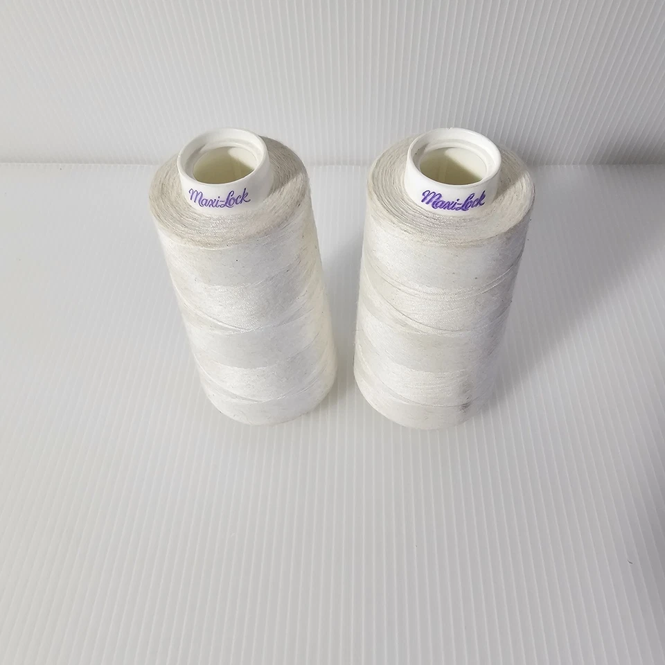 2 Maxilock Serger Thread White Spools Polyester Overlock Sewing - Image 2 of 3