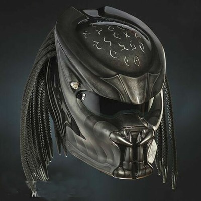 TOP PREDATOR HELM CUSTOM SCHWARZ GLÄNZEND SILBER SYMBOL (PUNKT & ECE...