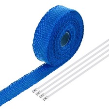 Fiberglass Exhaust Wrap Tape 1x16 Blue Header Heat Wrap With 4 Stainless Ties