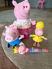 Peppa Pig Plush Stuffed Pig Toy Lot w/ Small Figures Pink Multicolor 6-14 in