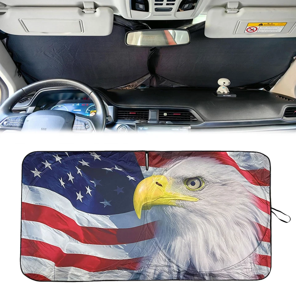 Capa dobrável patriota bandeira dos EUA para pára-brisa Lincoln Nautilus Eagle - Imagem 4 de 4