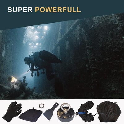 Magnet Fishing Salvage Recovery Set, Strong 550 lb N52 Magnetic, Rope, Carabiner