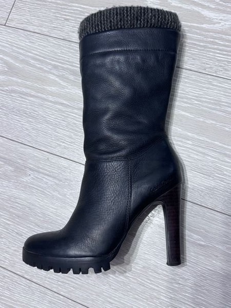 Women Calvin Klein Jeans Ankle Boots Black Leather