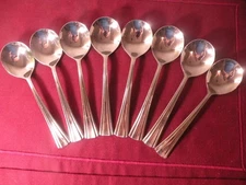 Set Of 8 Reed & Barton Stainless BROOKSHIRE Round Bowl Cream Soup Spoons 6 1/4"