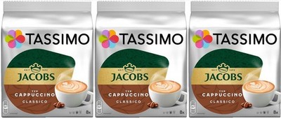 3x TASSIMO JACOBS CAPPUCCINO CLASSICO  - 8 CUPS-  16 PODS - ARABICA ROBUSTA