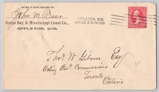 Appleton, WI, Green Bay & Mississippi Canal Co., 2c stamp, 1900