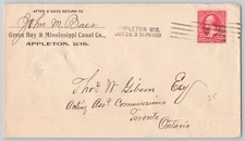Appleton, WI, Green Bay & Mississippi Canal Co., 2c stamp, 1900