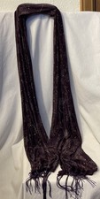 Sheer Long Rectangle Scarf Wrap Purple Floral Sequin Fringe Bling Appr 84  x 23  