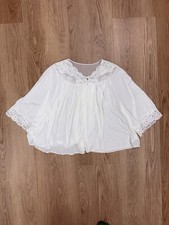 Vintage SHADOWLINE White Nylon Bed Jacket Lace Size Medium