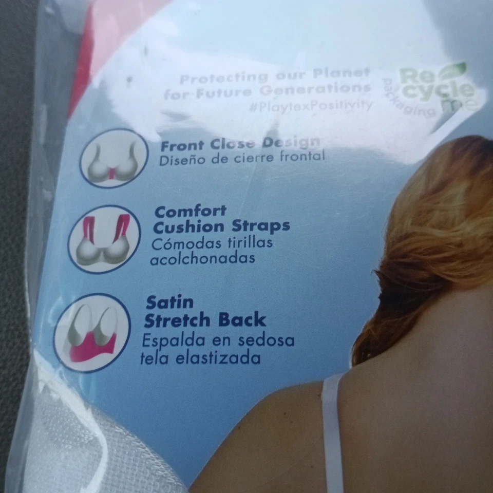 Playtex 18 hour Bra 54DD White Front Close WireFree Cushion Strap 1107 - Image 2 of 4