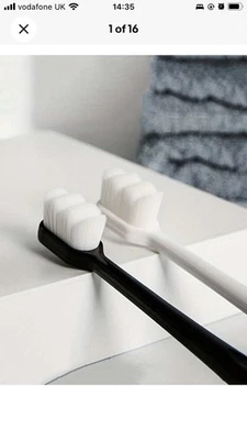 NANO BRUSH PRO Pack Of 2 Black And White (case)Nano Toothbrush | Ultra-fine Wave Soft Bristle