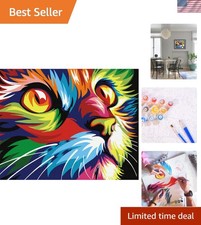 Fun and Stress-Relief Cat Paint by Numbers Kit, 16x20 Unframed Canvas