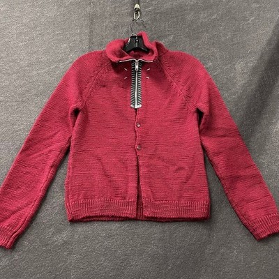 MAISON MARGIELA Wool Knit Quarter Zip Sweater Women's Size M Red